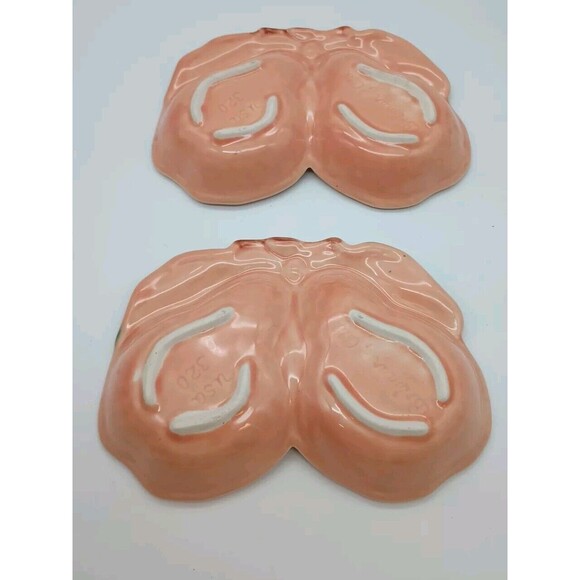 2 vintage belmar of California Pair Of pears shaped bowls Peach Desert Dish - Picture 3 of 4